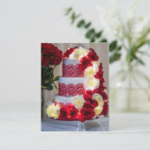 ウェディングケーキ(ブーケ、指輪、ベール付き) 招待状 (スタンド正面)