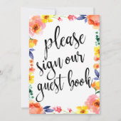 ウェディングゲストブック アフォーダブル ボヘミアンフラワーロゴ 招待状 (正面)