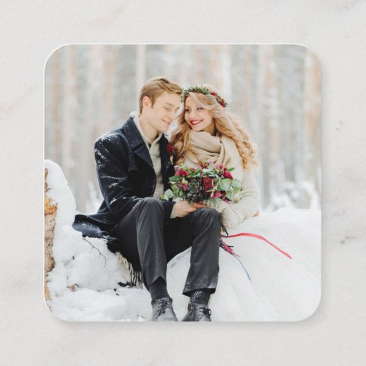 ウェディングサイト | QRコード ミニマル写真 RSVP エンクロージャーカード (裏面)