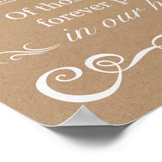 ウェディングサイン - 愛する記憶の中で - ラスティックウェディングサイン ポスター (角)