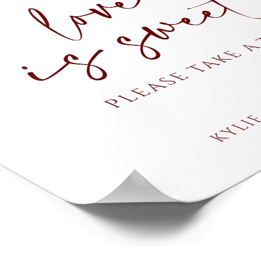 ウェディングサイン - 愛は甘いひまわりとバーガンディ ポスター (角)