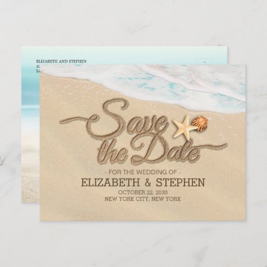 ウェディングサマーサンディビーチヒトデ 案内ポストカード (正面/裏面)