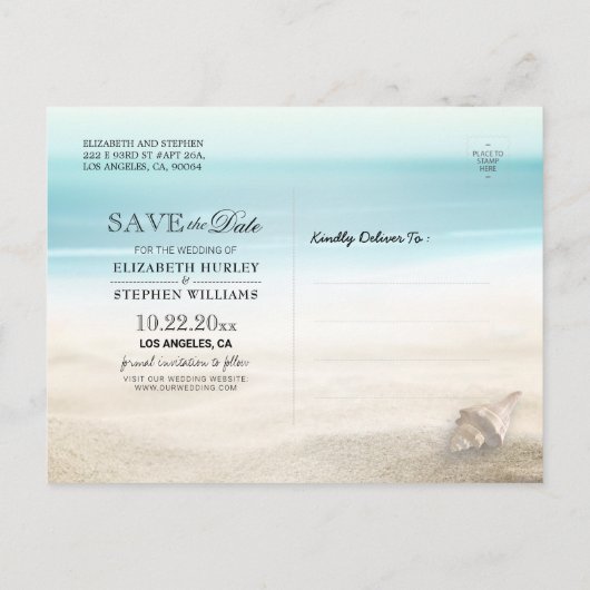 ウェディングサマーサンディビーチヒトデ 案内ポストカード