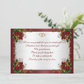 ウェディングサンキューカード "ウィンターウェディング" 赤いサテン 招待状 (スタンド正面)