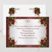 ウェディングサンキューカード "ウィンターウェディング" 赤いサテン 招待状 (正面/裏面)