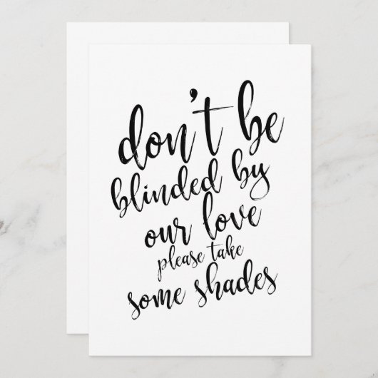 ウェディングサングラスプレゼント お手頃価格のサイン 招待状 (正面/裏面)