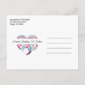 ウェディングザデイトアクアブルーツリーハートカスタム 案内ポストカード (裏面)