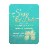 ウェディングザデイトゴールデンパイナップルティール(緑がかった色)バラ マグネット (縦)