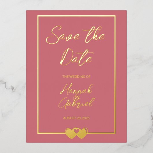 ウェディングザデイトフォイル招待状はがき 箔招待状ポストカード (正面)