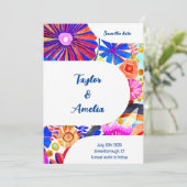 ウェディングザデイトレトロブルーオレンジ 招待状 (スタンド正面)