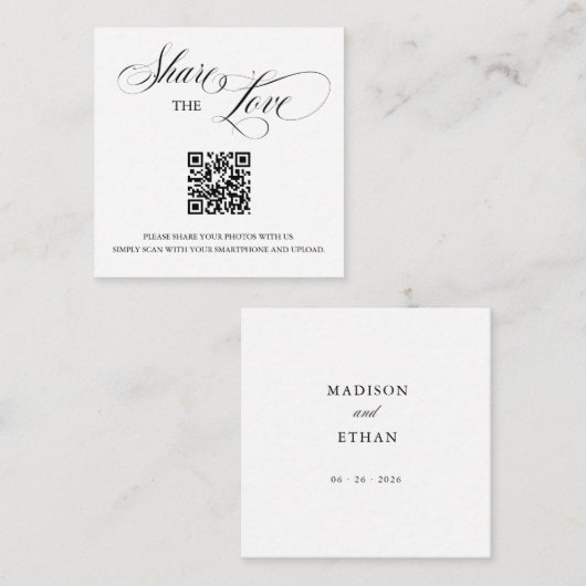 ウェディングシェアザラブQRコード写真挿入 エンクロージャーカード (正面/裏面)