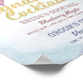 ウェディングシグネチャードリンクメニュー ボーホーフラワーフェザー ポスター (角)