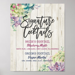 ウェディングシグネチャードリンクメニュー  豊かなルスティックウッド ポスター
