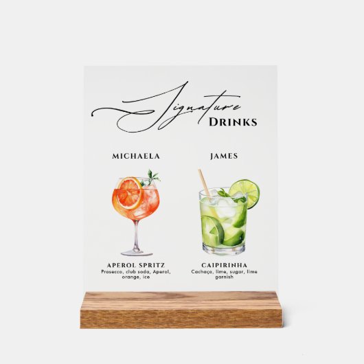 ウェディングシグネチャードリンク50+水彩カクテル アクリルサイン (正面)