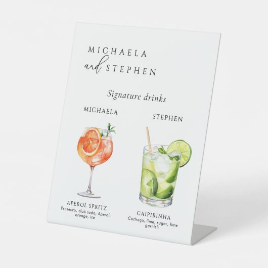 ウェディングシグネチャードリンク50+水彩カクテル 台座サイン (正面)