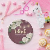 ウェディングシャワーあじさい糸ライトブルガンディーレッド ペーパープレート (パーティー)