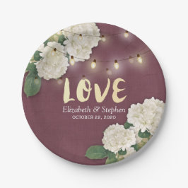 ウェディングシャワーあじさい糸ライトブルガンディーレッド ペーパープレート