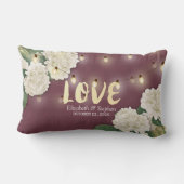ウェディングシャワーあじさい糸ライトブルガンディーレッド ランバークッション (裏面)