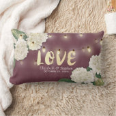 ウェディングシャワーあじさい糸ライトブルガンディーレッド ランバークッション (ブランケット)