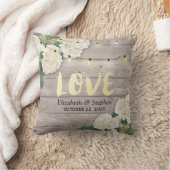 ウェディングシャワーあじさい花ひもライトウッド クッション (ブランケット)