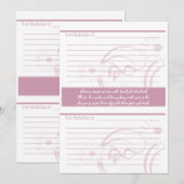 ウェディングシャワーとピンクの料理のレシピカード (正面/裏面)