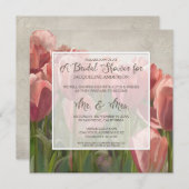 ウェディングシャワーにぴったりなチューリップの花を飾って、素朴でエレガントな雰囲気を演出しましょう 招待状 (正面/裏面)