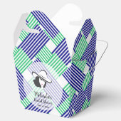 ウェディングシャワーのおもてなし ネイビーグリーンのストライプ 持ち帰り フェイバーボックス (オープン)