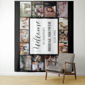 ウェディングシャワーのお出迎えスクリプト ブラック フォト コラージュ タペストリー (インサイチュ)