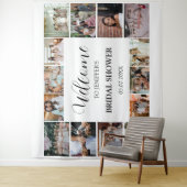 ウェディングシャワーのお出迎えスクリプト ミニマルなフォトコラージュ タペストリー (インサイチュ)