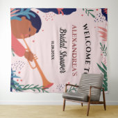 ウェディングシャワーのお出迎えピンクの写真撮影用背景 タペストリー (インサイチュ(横))