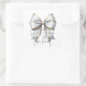 ウェディングシャワーのお知らせ ゴールド ホワイト ボウ ブライダルシャワー スクエアシール (バッグ)