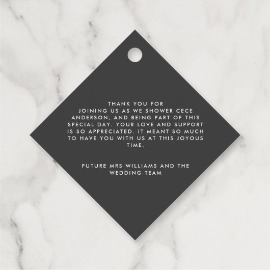 ウェディングシャワーのお礼の現代的なパンパスグラスと葉 フェイバータグ (裏面)