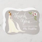 ウェディングシャワーのお礼カード - ストロベリー ブロンド サンキューカード (正面/裏面)