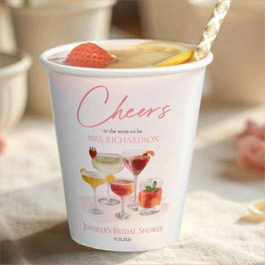  ウェディングシャワーのお祝いに | 水彩 Cocktail ブライダルシャワー  紙コップ