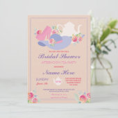 ウェディングシャワーのお茶のハットと靴の独身パーティー 招待状 (スタンド正面)