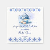 ウェディングシャワーのお茶会 青いタイルの茶壺 スタンダードカクテルナプキン (正面)