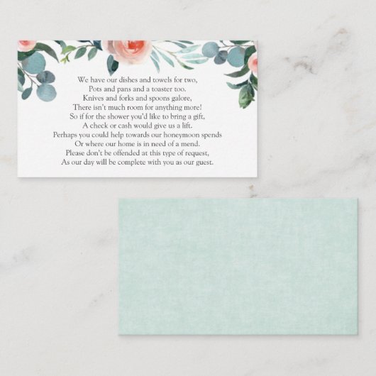 ウェディングシャワーのお金リクエスト エンクロージャーカード (正面/裏面)