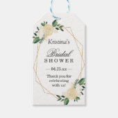 ウェディングシャワーのお favors 現代のゴールドフレーム 緑の花 ギフトタグ (正面)