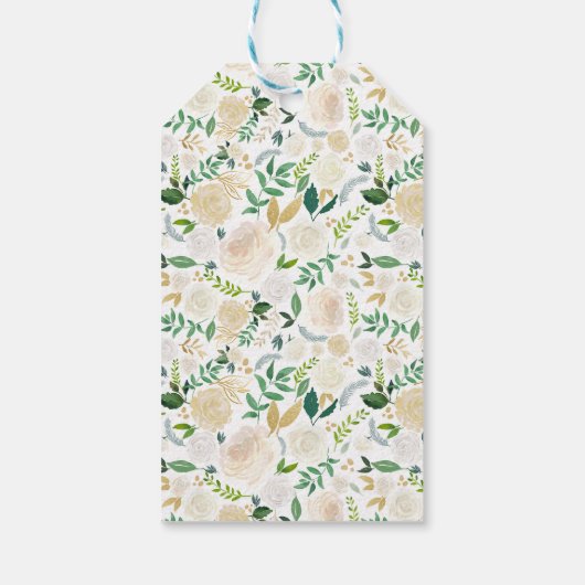 ウェディングシャワーのお favors 現代のゴールドフレーム 緑の花 ギフトタグ (裏面)