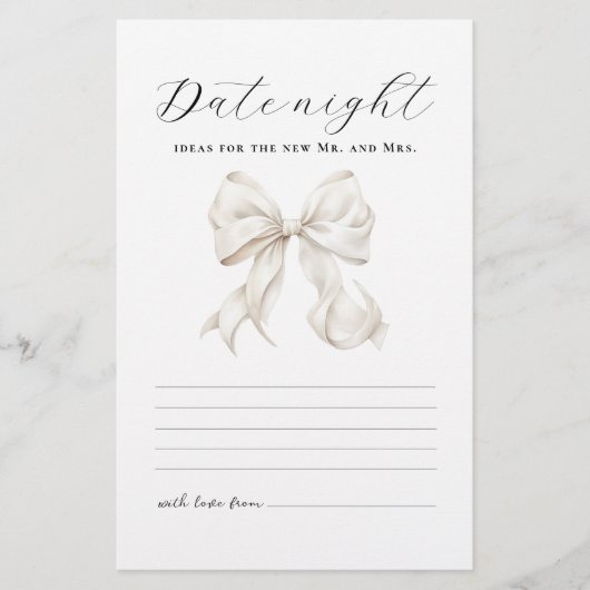 ウェディングシャワーのためのお出かけデートのカード 便箋 (正面)
