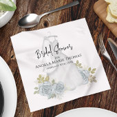 ウェディングシャワーのためのエレガントなカリグラフィーブルーの花 スタンダードカクテルナプキン