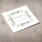 ウェディングシャワーのためのエレガントなカリグラフィーブルーの花 スタンダードカクテルナプキン