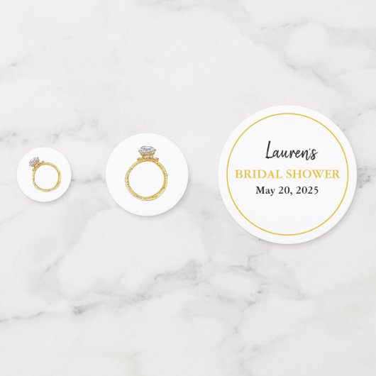 ウェディングシャワーのためのオーダーメイドの婚約指輪 コンフェッティ (裏面)