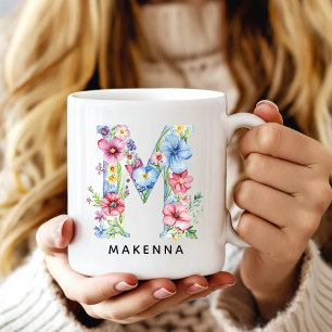 ウェディングシャワーのためのオーダーメイドの花アルファベットマグカップギフト コーヒーマグカップ