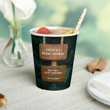 ウェディングシャワーのためのガーデンリーフ＆ハンガーウッドデザイン