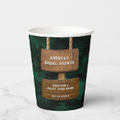 ウェディングシャワーのためのガーデンリーフ＆ハンガーウッドデザイン 紙コップ (裏面)