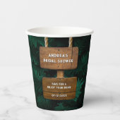 ウェディングシャワーのためのガーデンリーフ＆ハンガーウッドデザイン 紙コップ (正面)