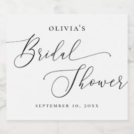 ウェディングシャワーのためのシャンパンラベル | エレガントなミニマルスクリプト スパークリングワインラベル