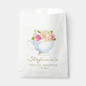 ウェディングシャワーのためのティーカップの水彩画の花 フェイバーバッグ (正面)