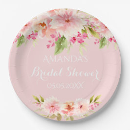 ウェディングシャワーのためのブッシュピンクの花 ペーパープレート